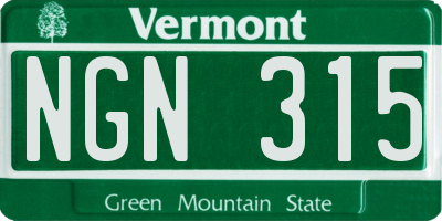 VT license plate NGN315