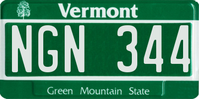 VT license plate NGN344