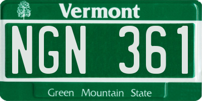 VT license plate NGN361