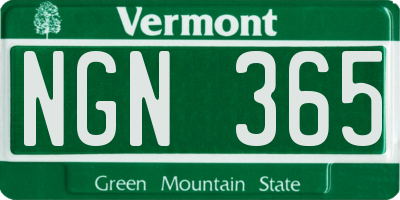VT license plate NGN365