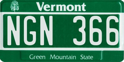 VT license plate NGN366