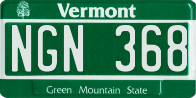 VT license plate NGN368