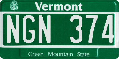 VT license plate NGN374