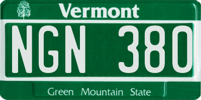 VT license plate NGN380