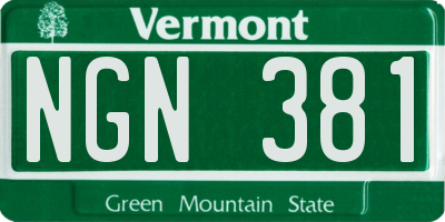 VT license plate NGN381