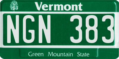 VT license plate NGN383