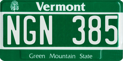 VT license plate NGN385