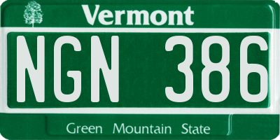 VT license plate NGN386