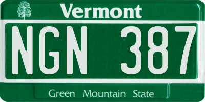 VT license plate NGN387