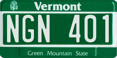 VT license plate NGN401
