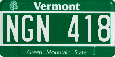 VT license plate NGN418
