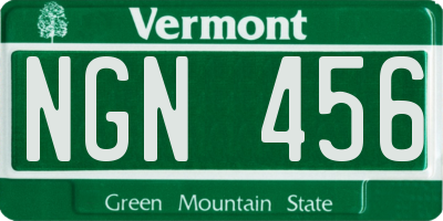 VT license plate NGN456