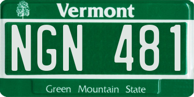 VT license plate NGN481