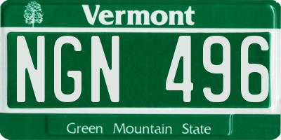 VT license plate NGN496