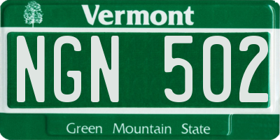 VT license plate NGN502