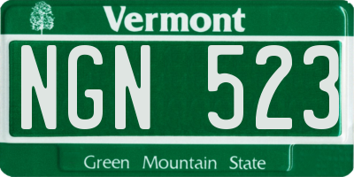 VT license plate NGN523