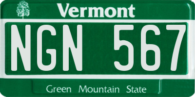 VT license plate NGN567