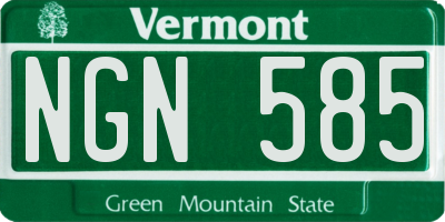 VT license plate NGN585