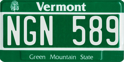 VT license plate NGN589