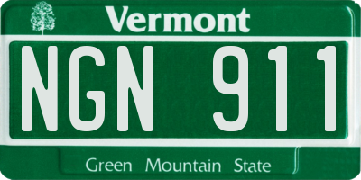 VT license plate NGN911