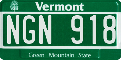 VT license plate NGN918