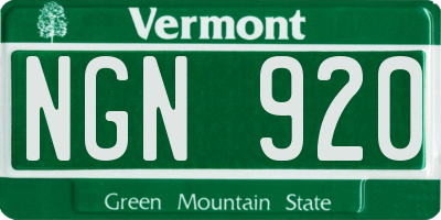 VT license plate NGN920