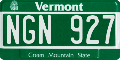 VT license plate NGN927