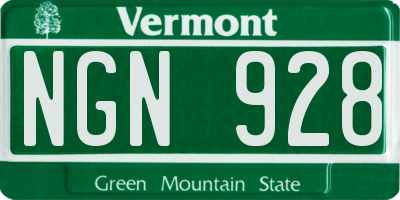 VT license plate NGN928