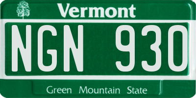 VT license plate NGN930