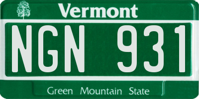 VT license plate NGN931