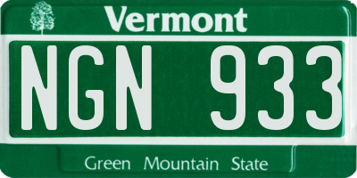 VT license plate NGN933
