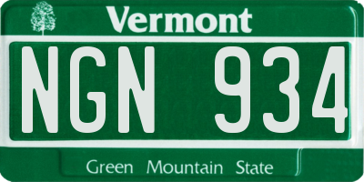 VT license plate NGN934