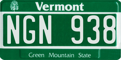 VT license plate NGN938