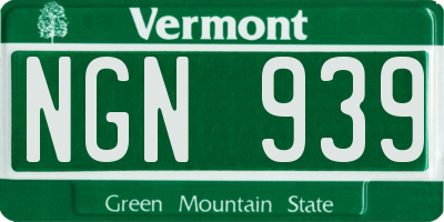 VT license plate NGN939