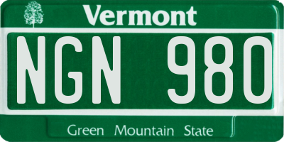 VT license plate NGN980