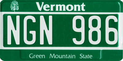 VT license plate NGN986