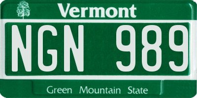 VT license plate NGN989