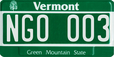 VT license plate NGO003
