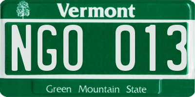 VT license plate NGO013