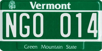 VT license plate NGO014