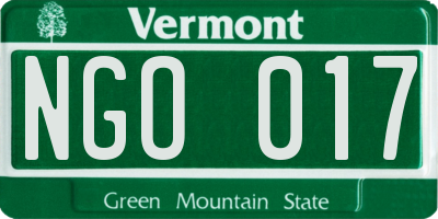 VT license plate NGO017