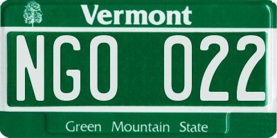 VT license plate NGO022