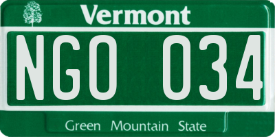 VT license plate NGO034