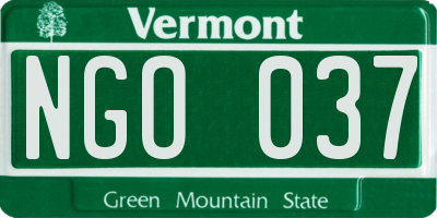 VT license plate NGO037