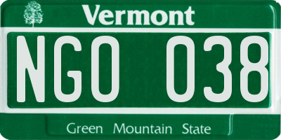VT license plate NGO038