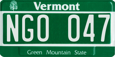 VT license plate NGO047