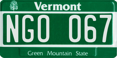 VT license plate NGO067