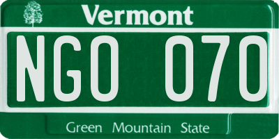 VT license plate NGO070