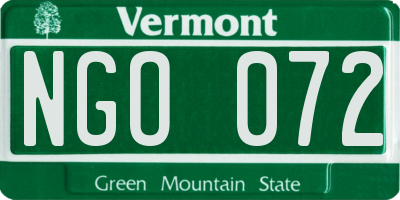 VT license plate NGO072