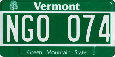 VT license plate NGO074